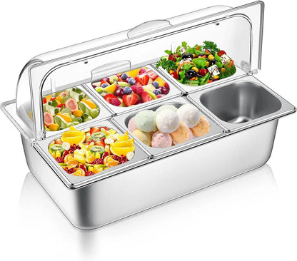 Countertop food display container with a transparent lid