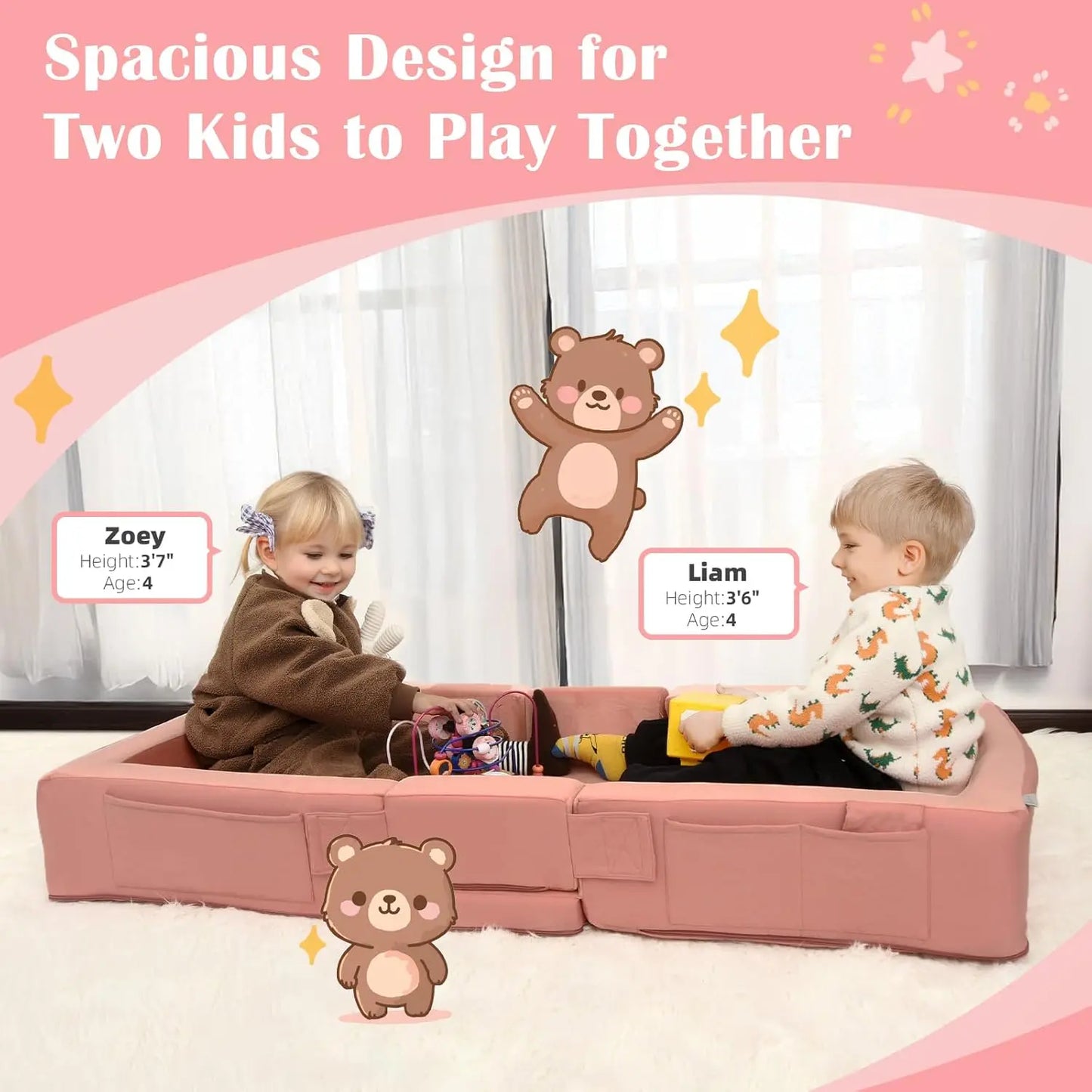 Portable, foldable foam floor mat bed, suitable for children ages 1–4; no assembly required; machine-washable cover