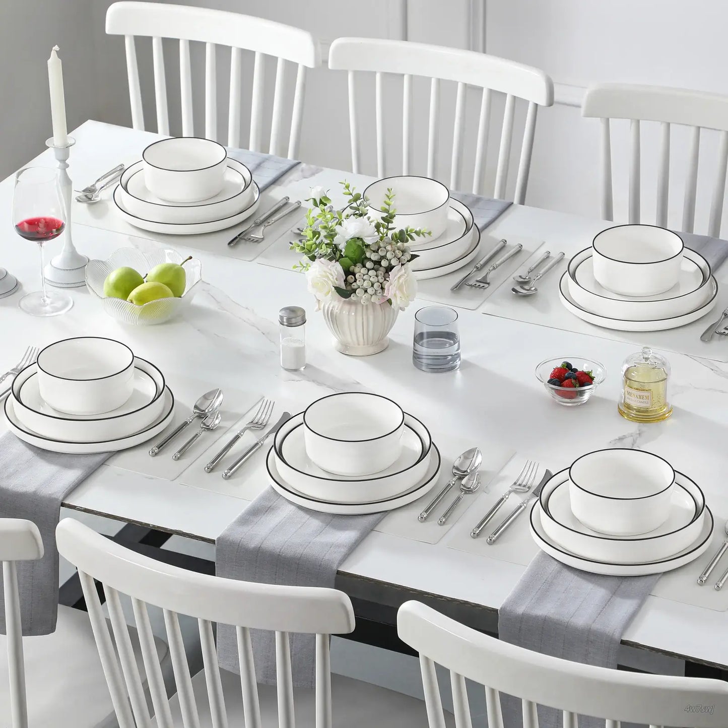 Porcelain Dinnerware Set for 4/6, Modern Plates and Bowls Set, Chip & Scratch Resistant Dishware, Microwave & Dishwasher Safe, Elegant Kitchen Dining Set, LEAH Series
